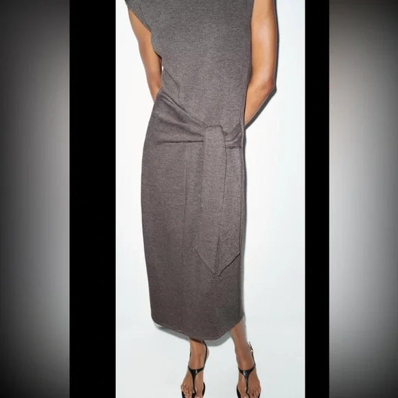 NWT Zara Soft Knotted Dress - Picture 5 of 13